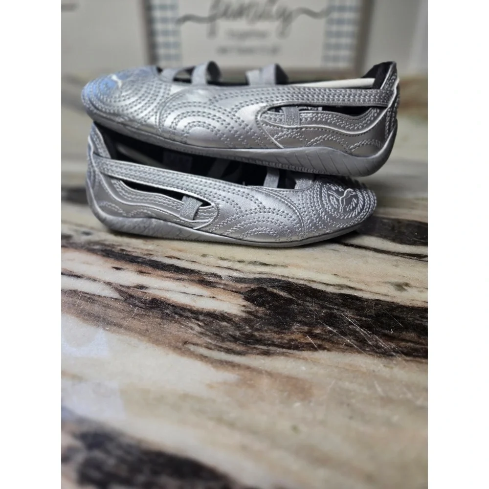 Puma x Wicked Glinda Mary Jane Metallic Silver Embroidered Sneakers Broadway NEW